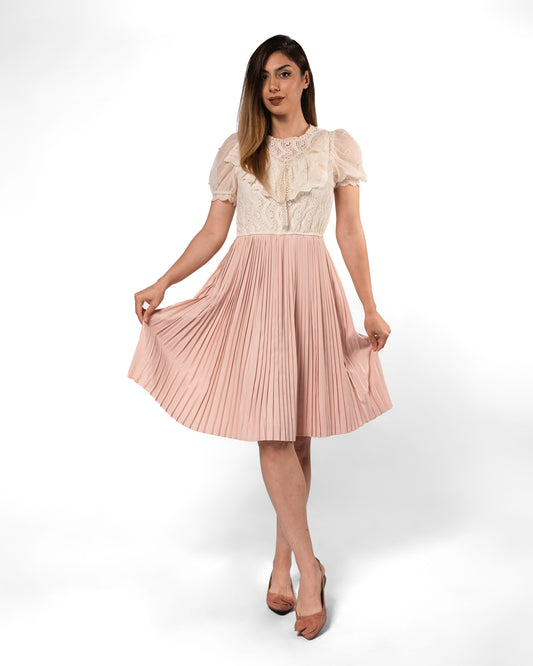 Carolina ruffle lace pleated dress