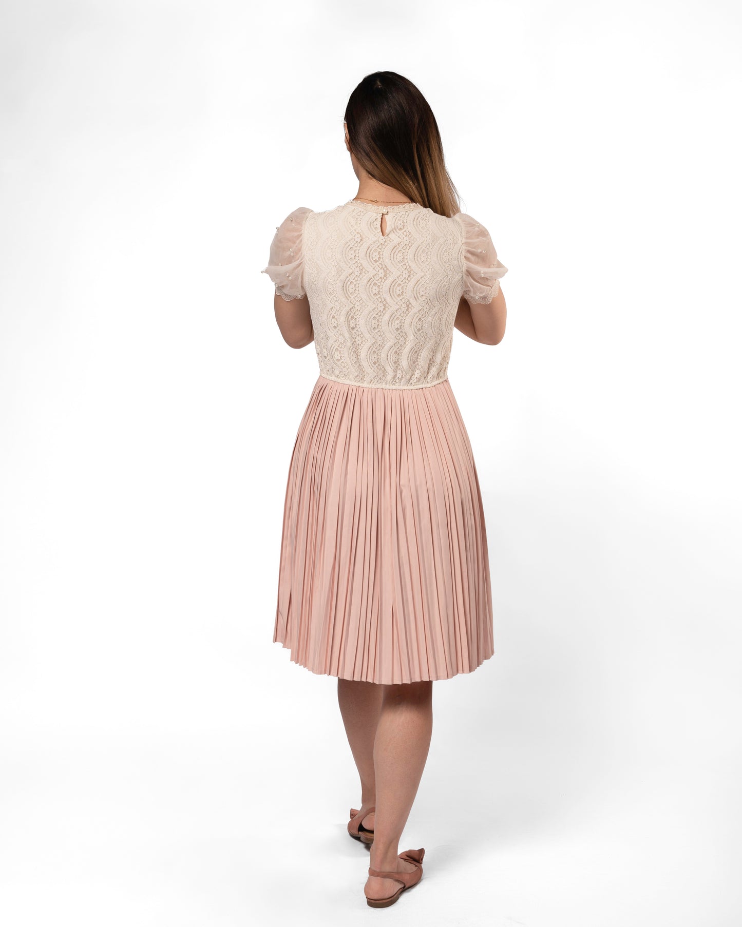 Carolina ruffle lace pleated dress