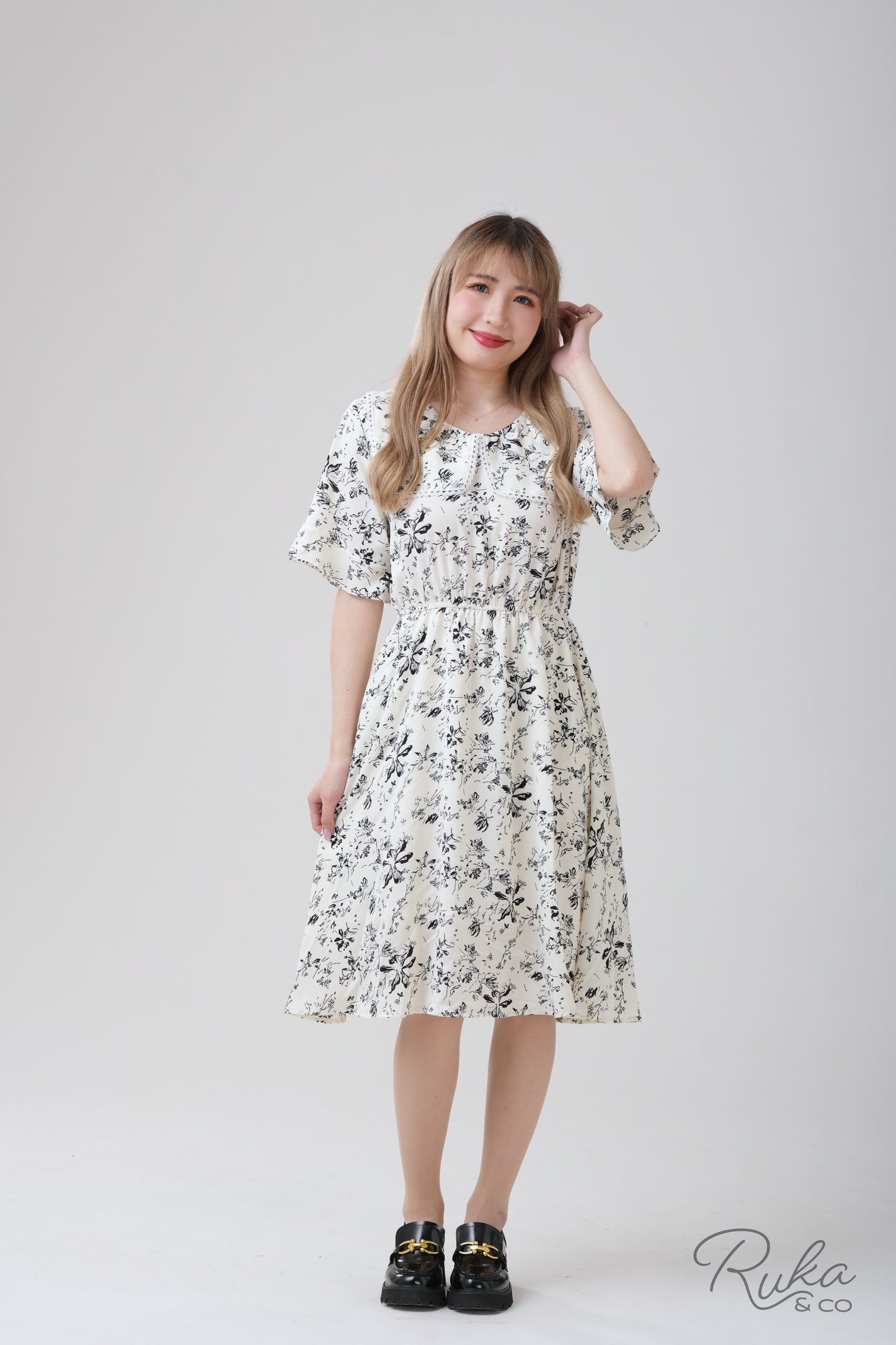 Janette Collared Blouson Dress