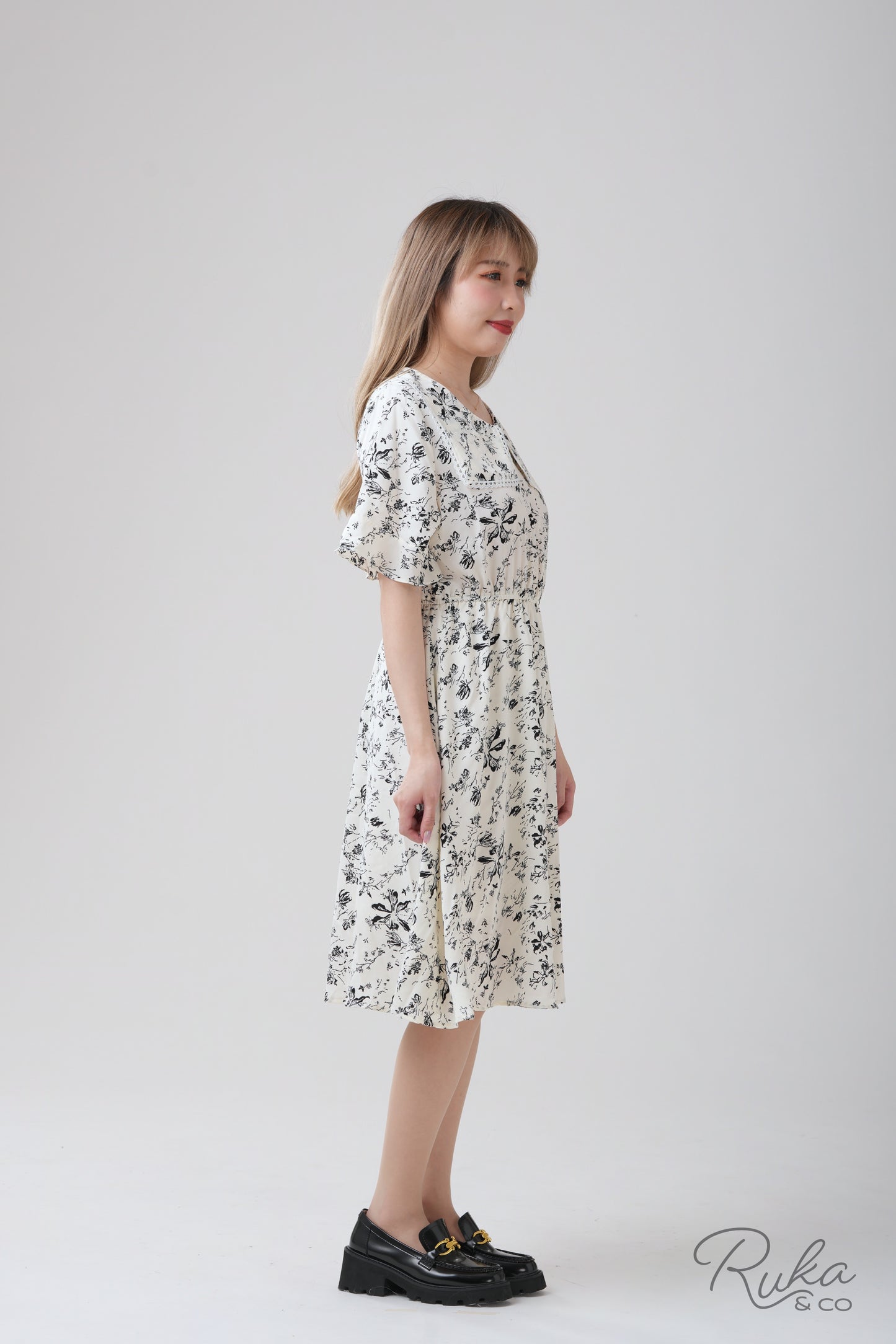 Janette Collared Blouson Dress