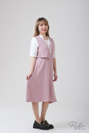 vested dress Ruth Vested Blouson Dress – Ruka & Co