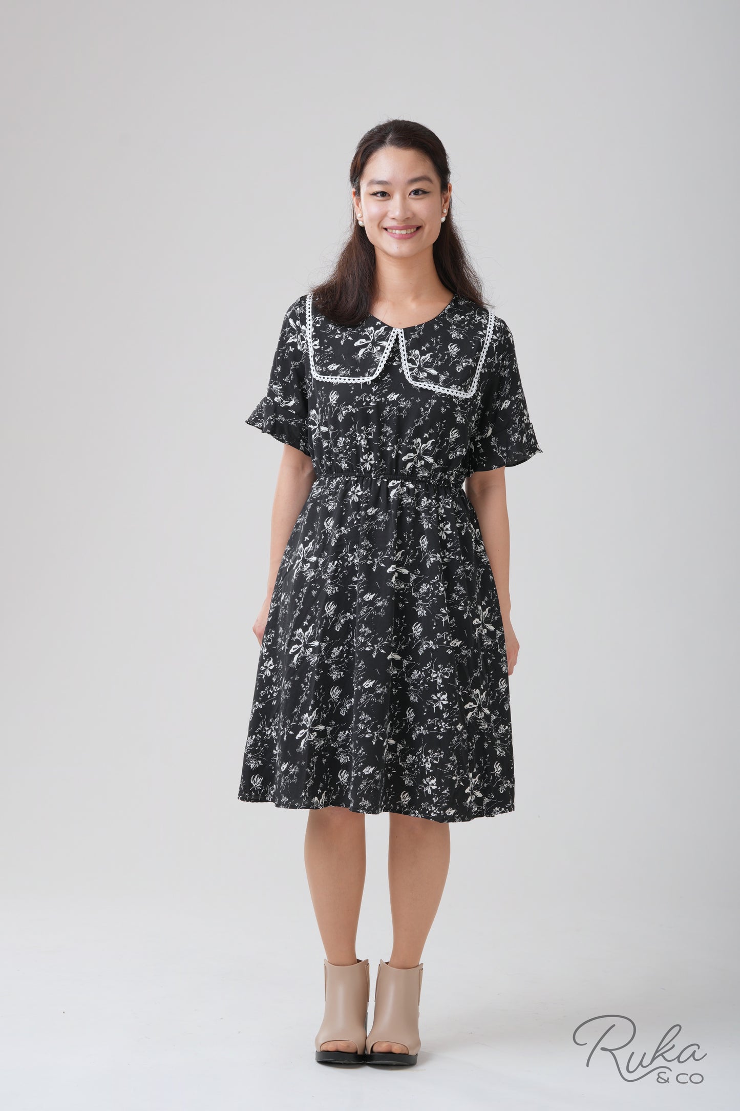 Janette Collared Blouson Dress